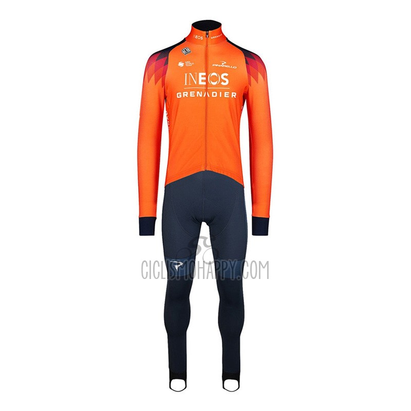 INEOS Grenadiers Cycling Jersey Bib Tight 2023 Long Sleeve Orange